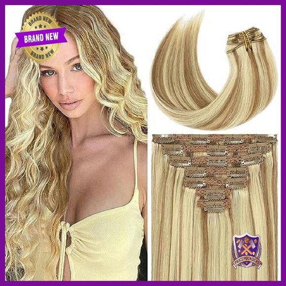 22 Inch Full Head Silky Straight 100% Human Hair Clip Extensions 140g main image 7